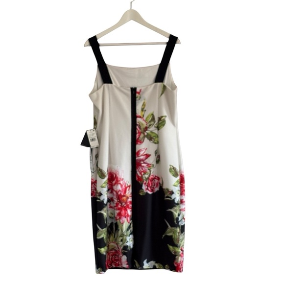 Adrianna Papell NWT Floral Square Neck Scuba Knee Length Sheath Dress Size 16 - Picture 9 of 11